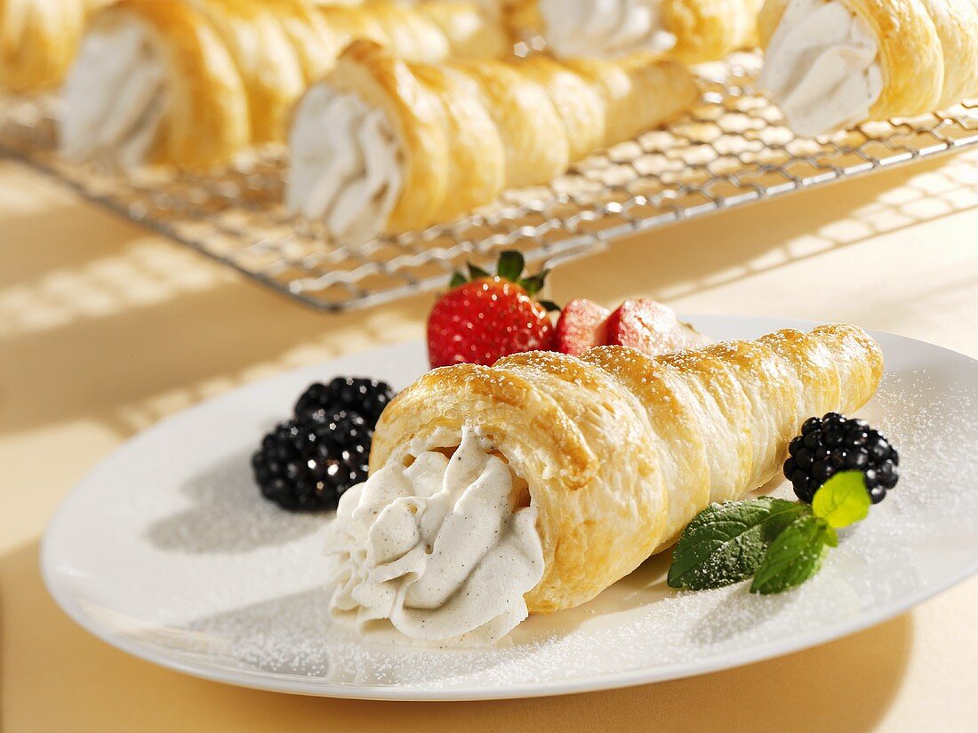 Cream horns with vanilla cream filling