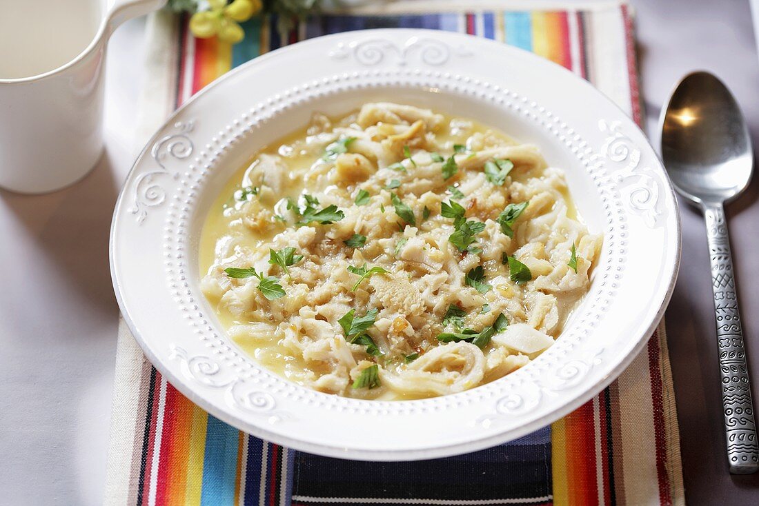 Tripe soup with parsley