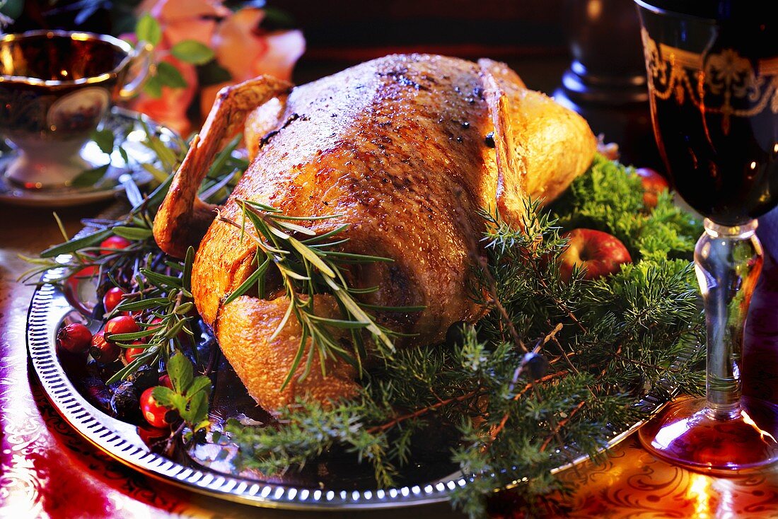 Traditional Christmas roast duck