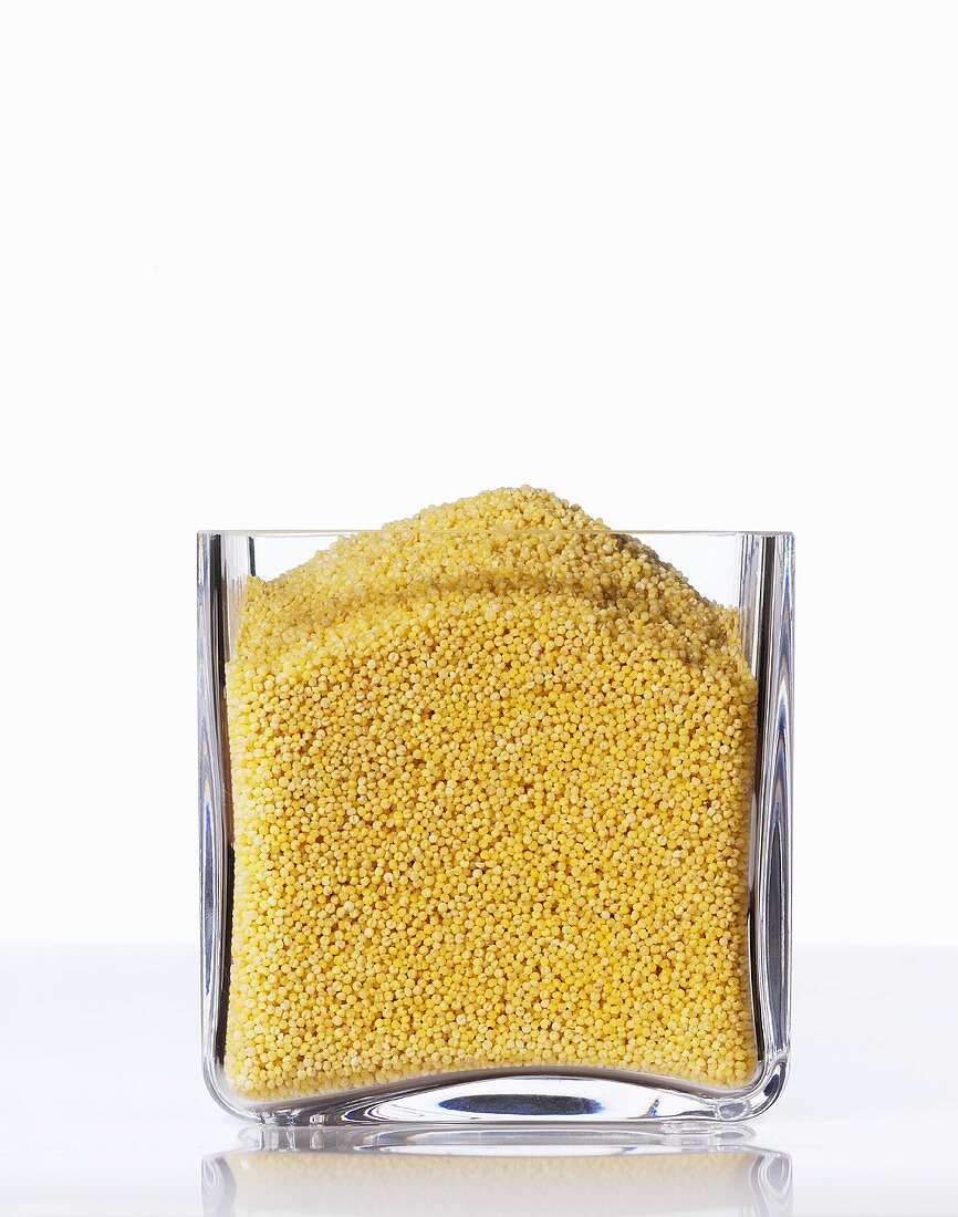 Millet in a square glass