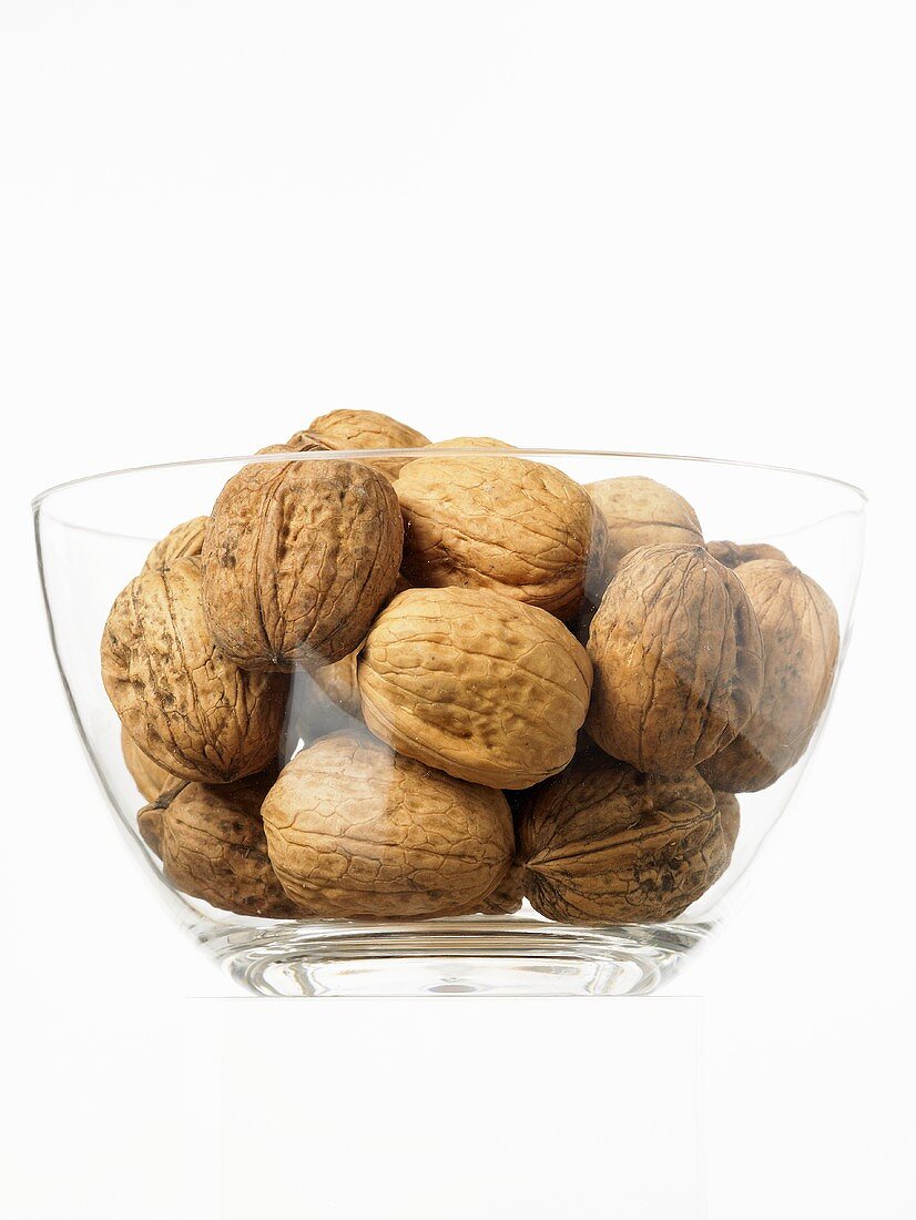Walnuts in a glass bowl