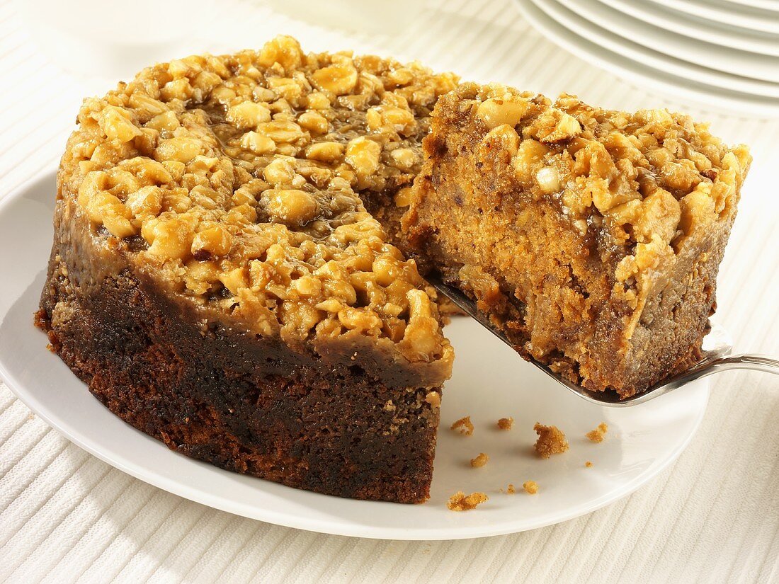Apple cake with nut topping