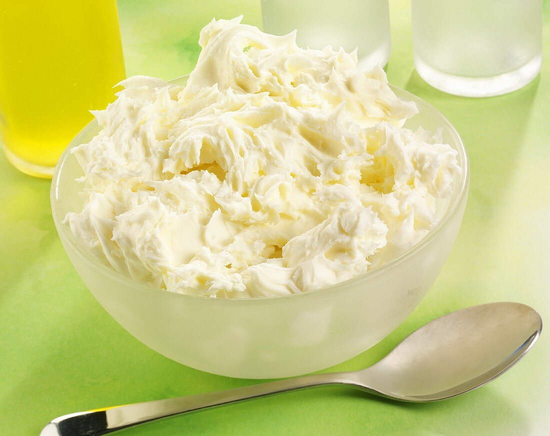 Fresh butter in a glass bowl