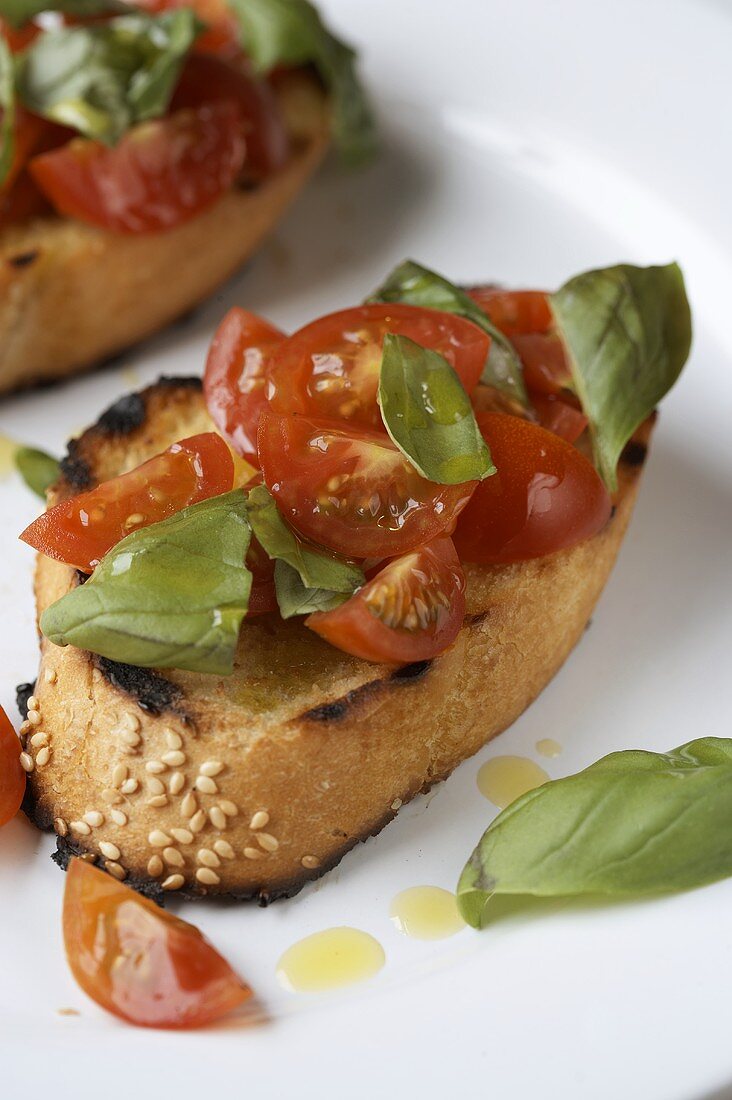 Bruschetta with tomatoes and basil