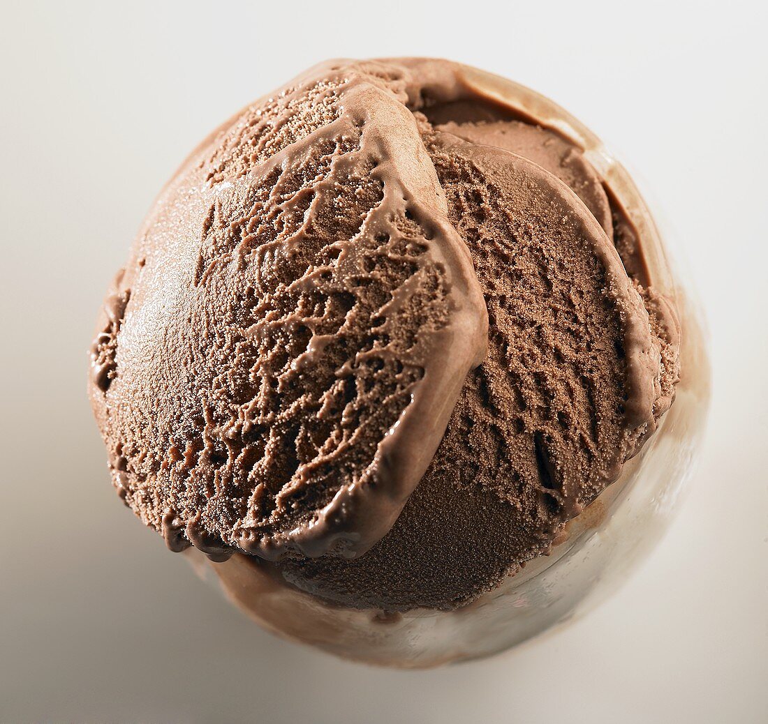 A scoop of chocolate ice cream