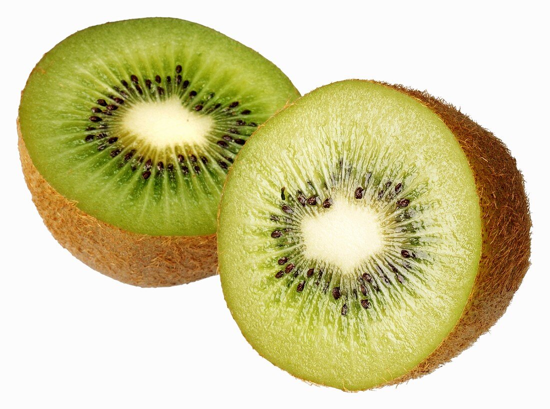 A halved kiwi fruit