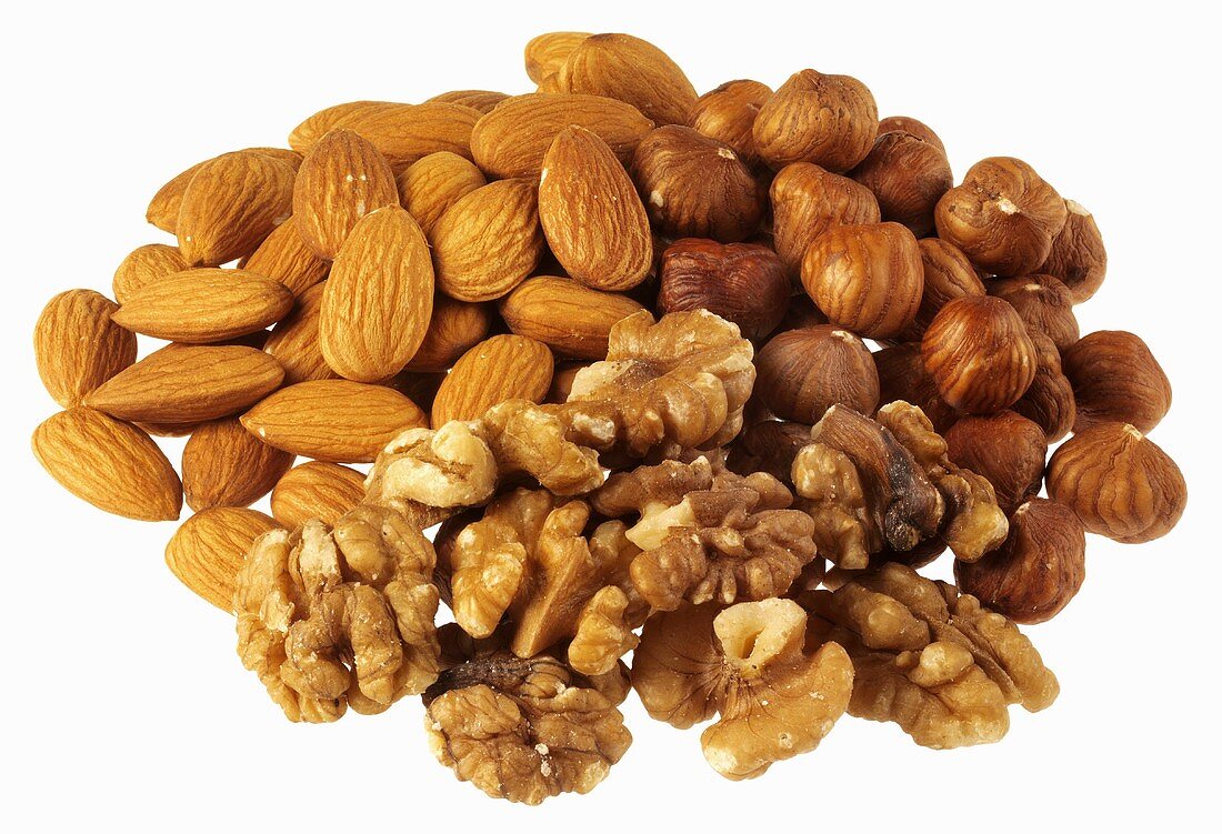 Walnuts, hazelnuts and almonds