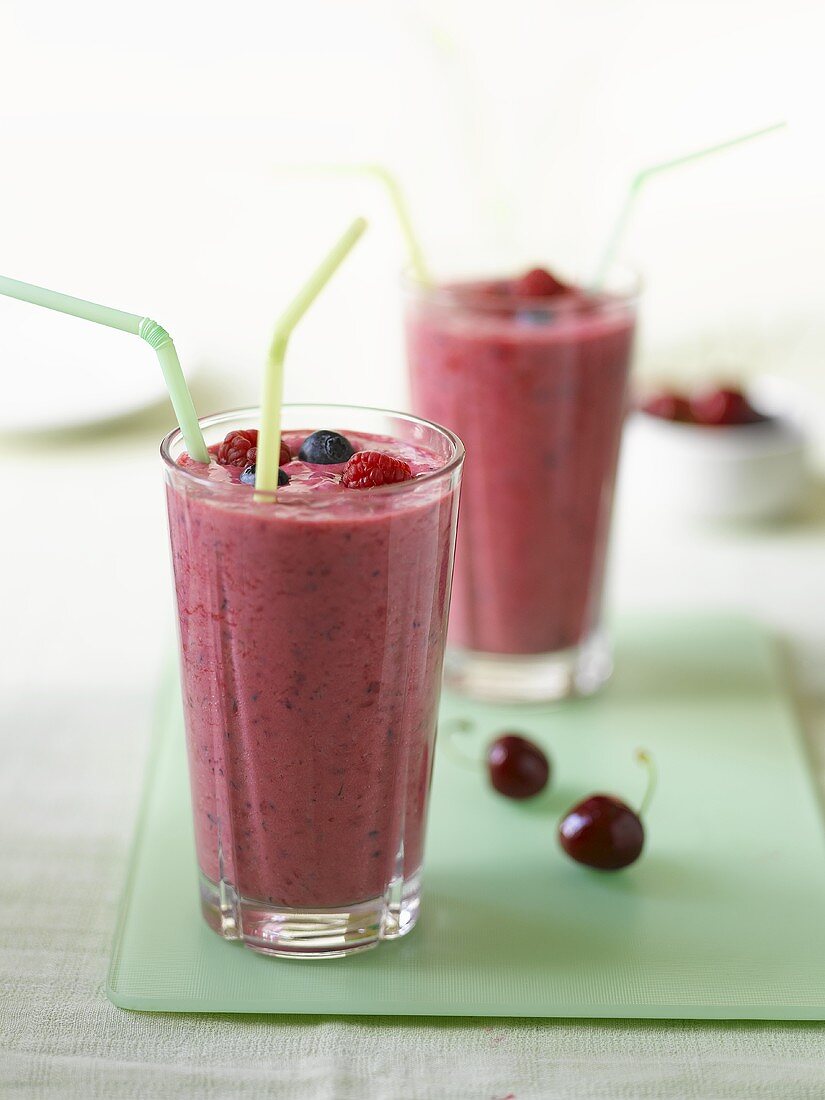 Two berry smoothies