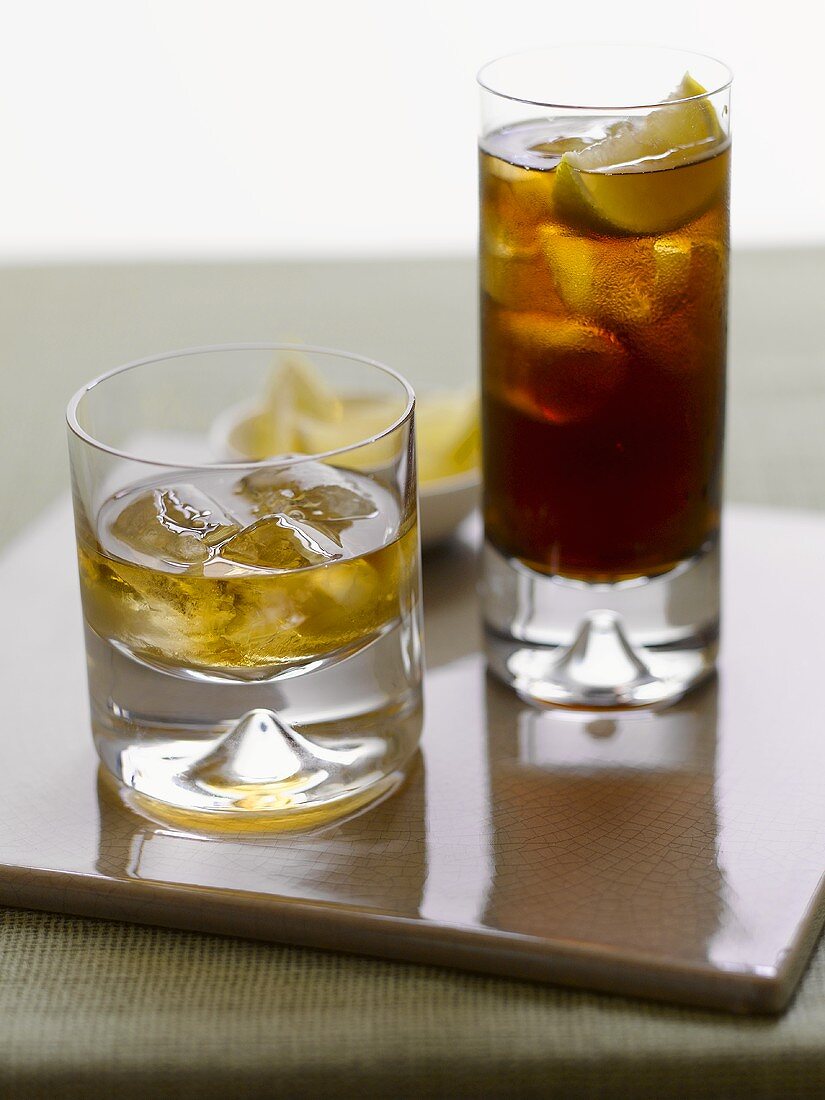 Whisky with ice and Whisky Cola