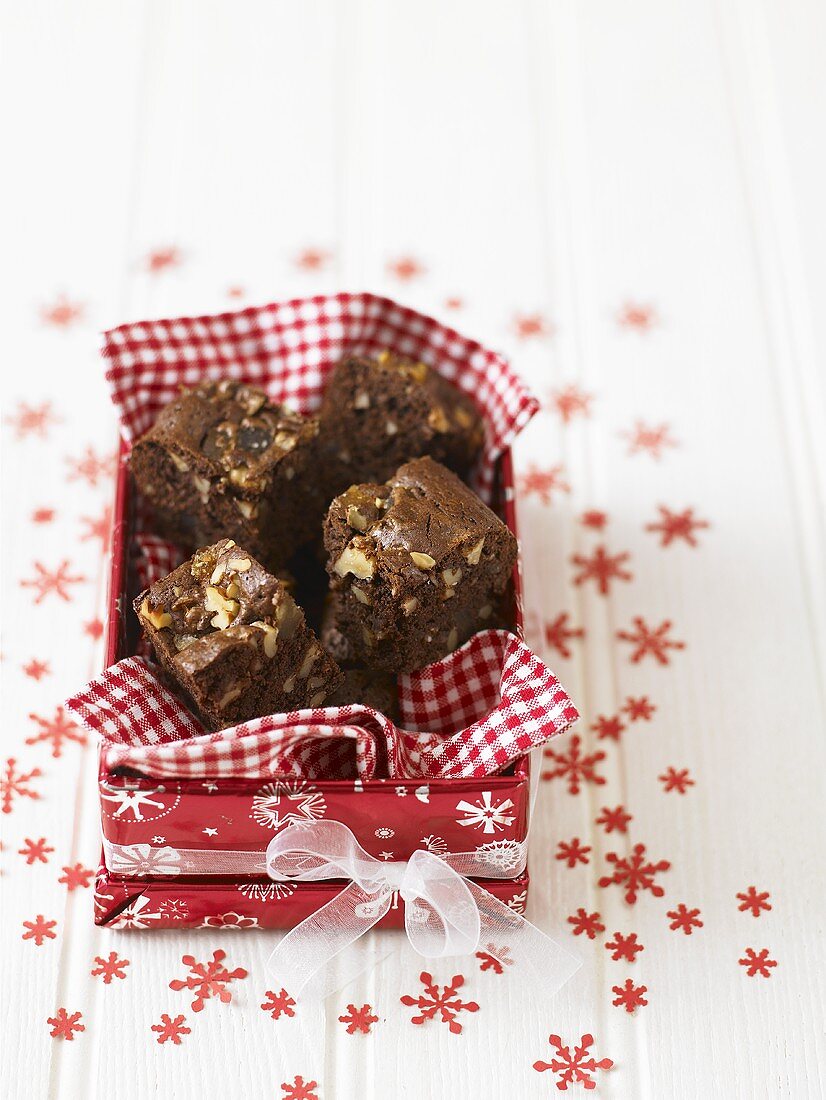 Brownies in einer Geschenkschachtel