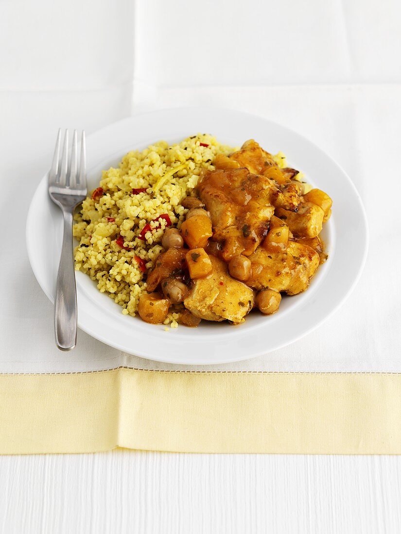 Chicken with chick-peas and couscous