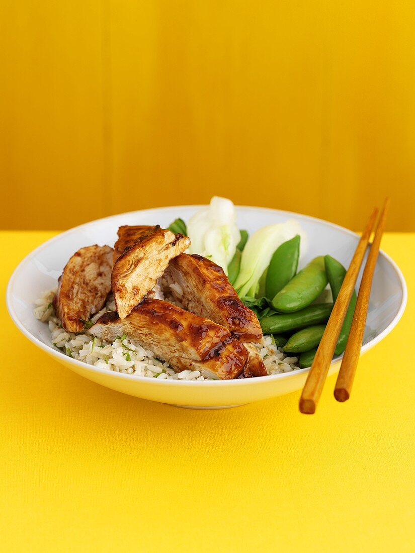 Sticky Chicken mit Reis