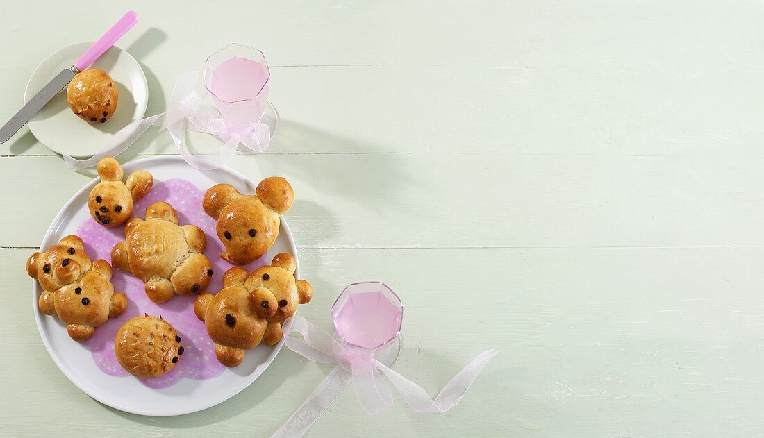 Animal shaped bread rolls for children