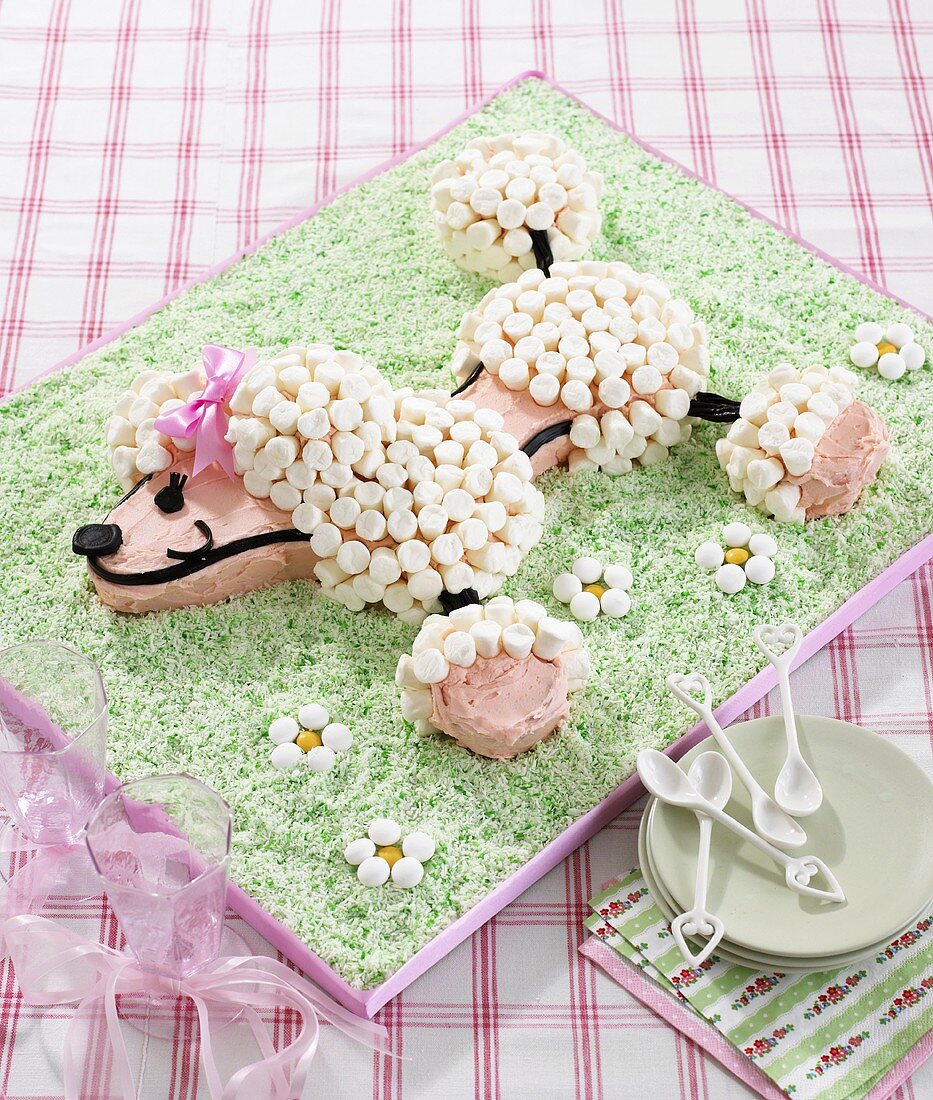 Marshmallowkuchen (Pudel) für die Kinderparty
