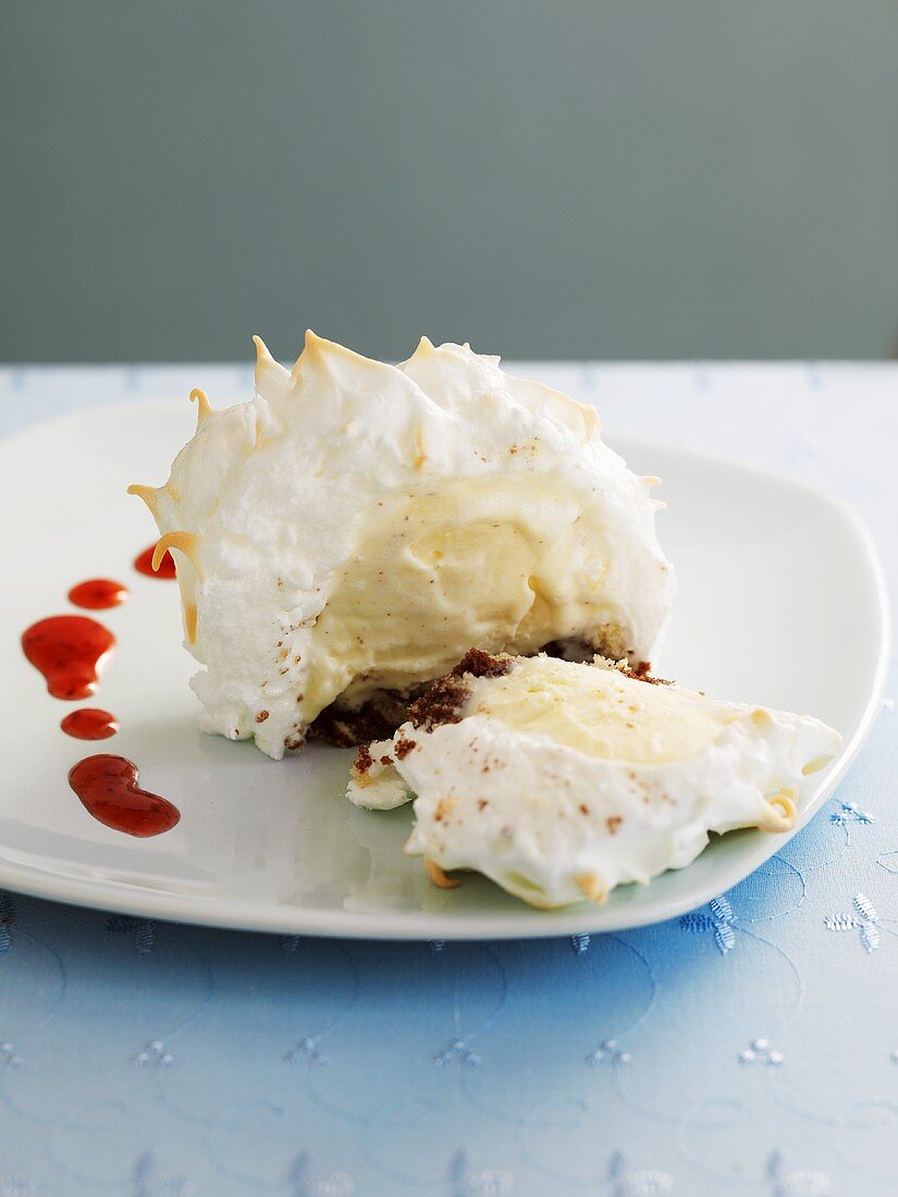 Ice cream with meringue topping