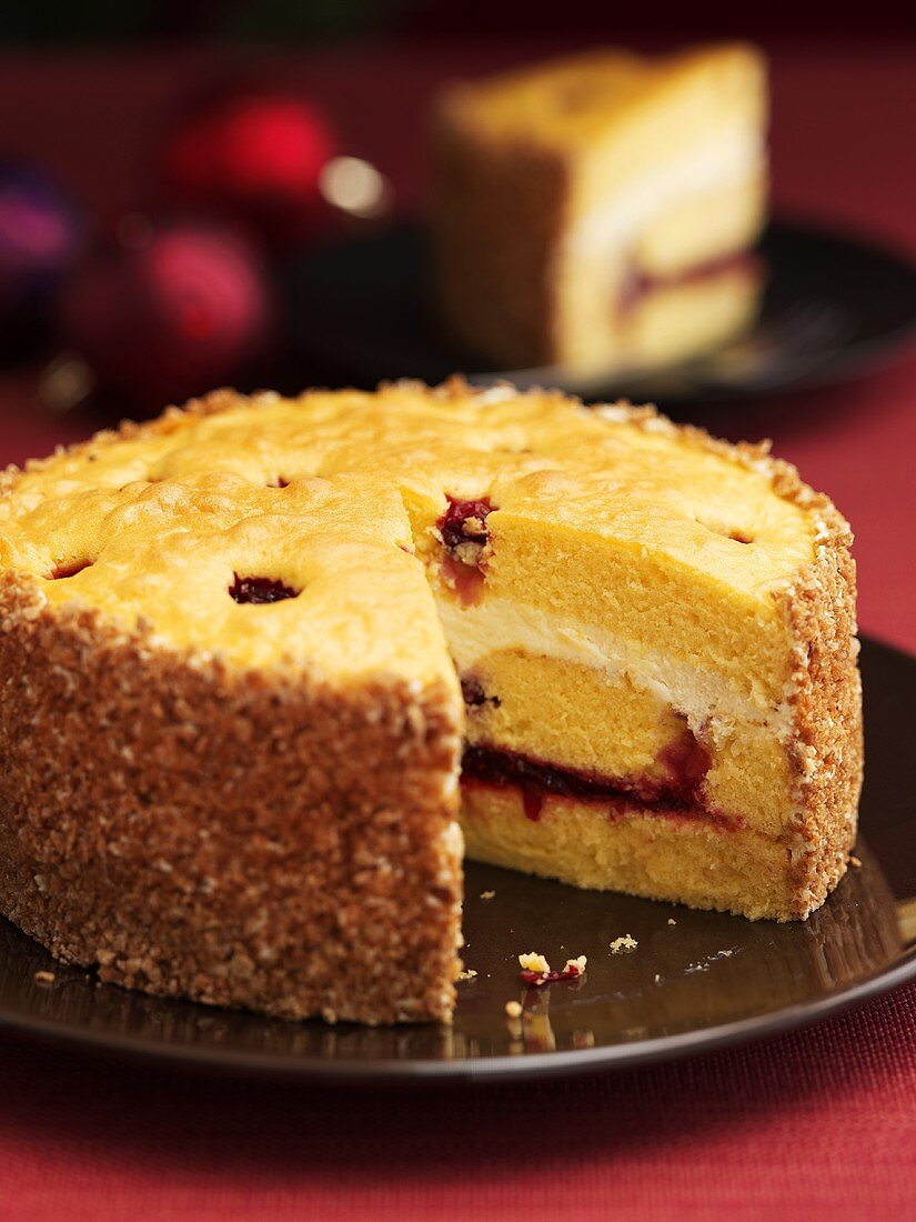 Orange and cranberry gateau