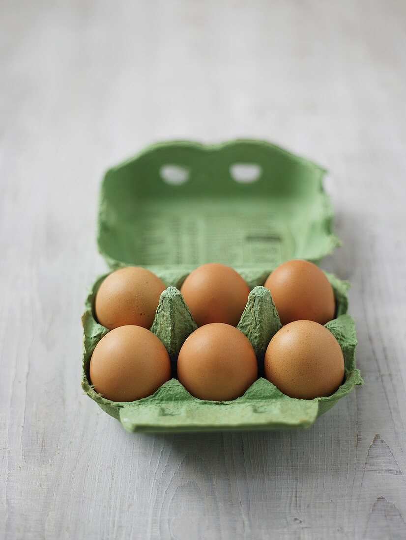 Eggs in an egg box