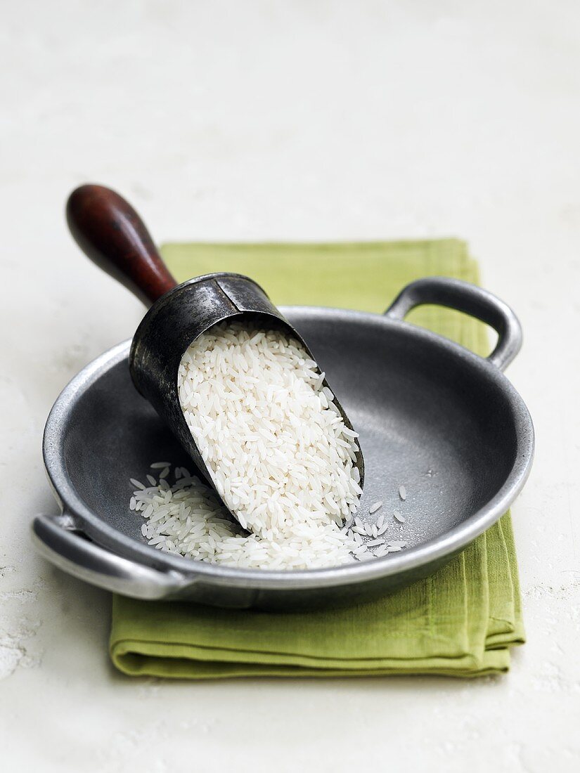 Basmati rice in a shovel