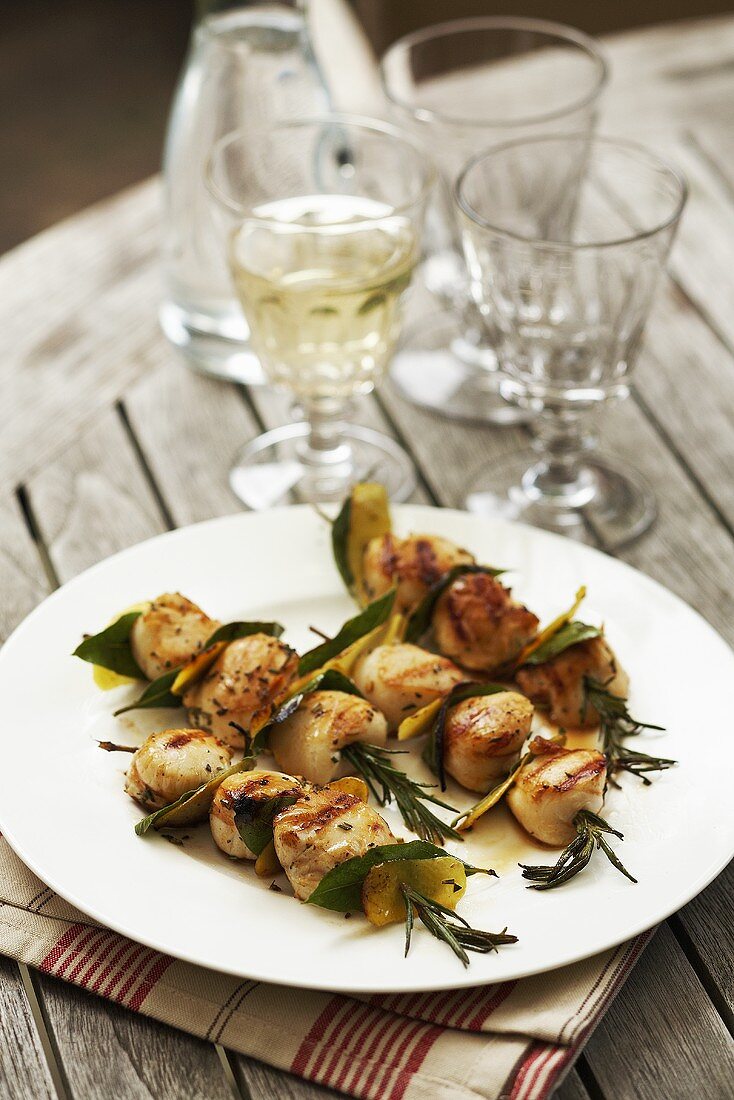 Scallops on rosemary sticks