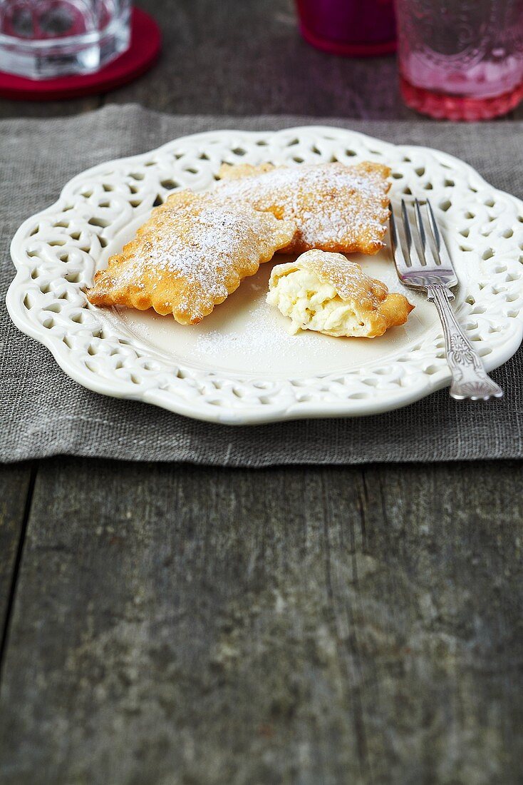 Sweet ravioli with ricotta filling