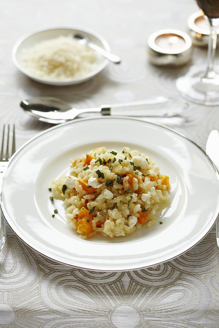 Risotto with butter nut squash and feta cheese