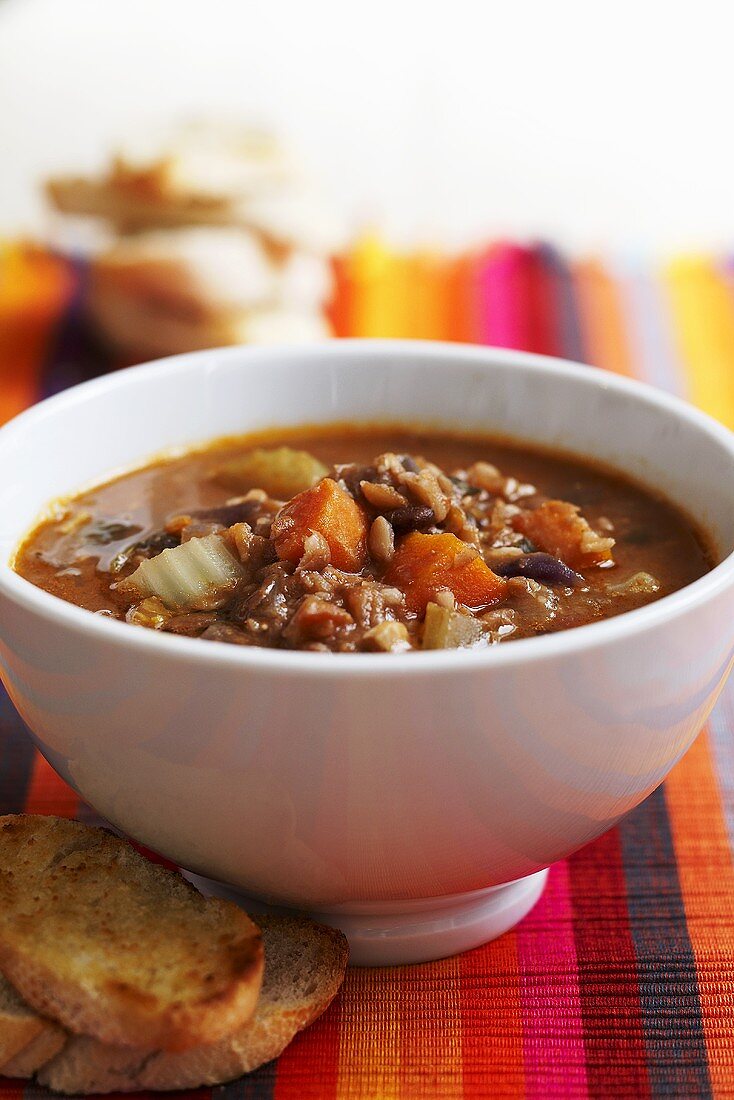 Emmer wheat and bean soup