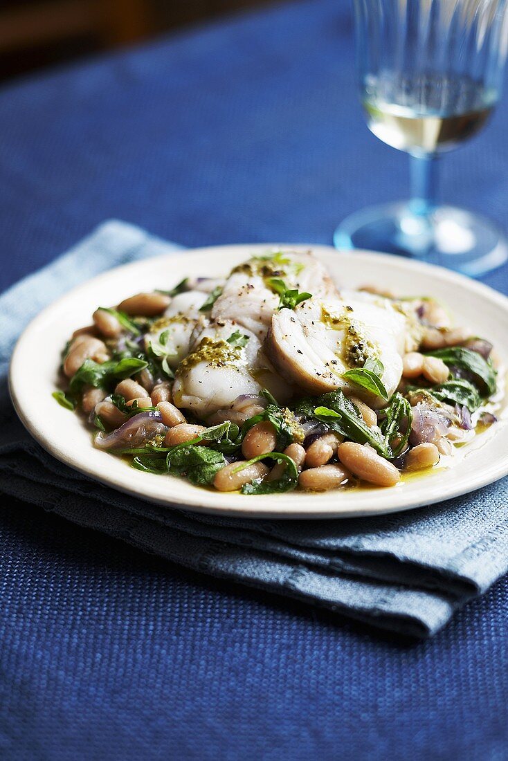 Monkfish with cannellini