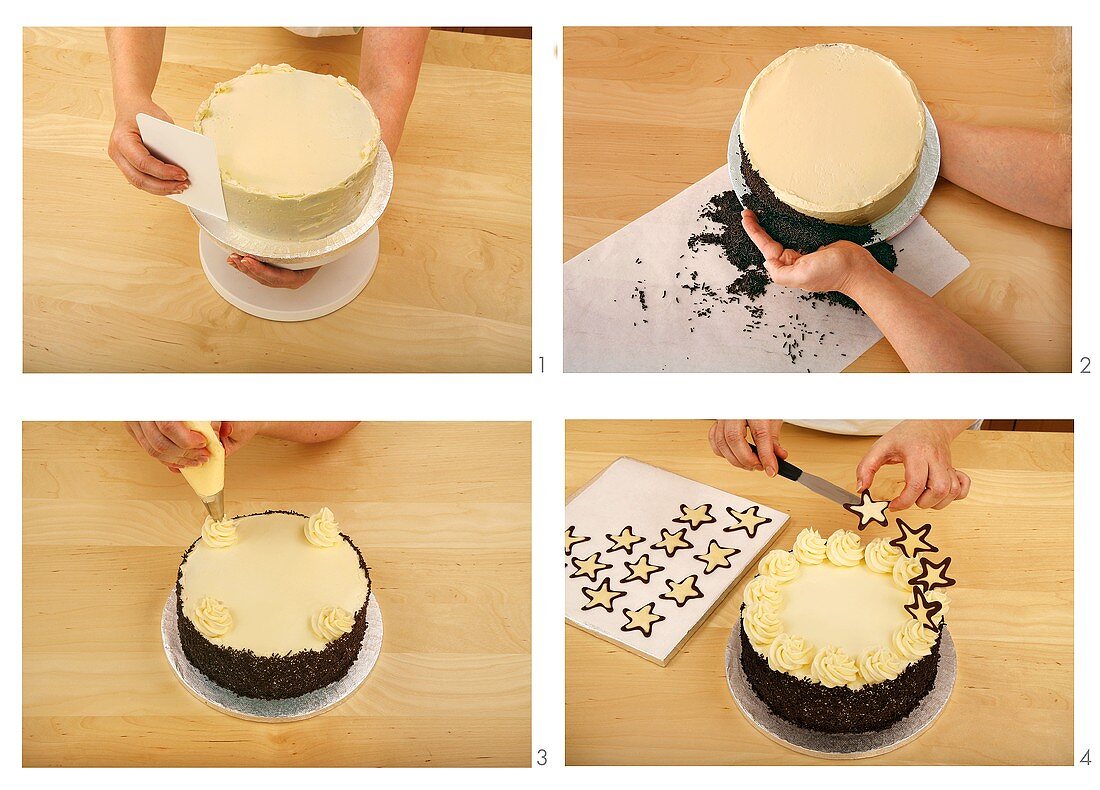 Decorating a buttercream cake