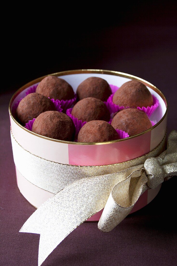 Chocolate truffles in elegant packaging