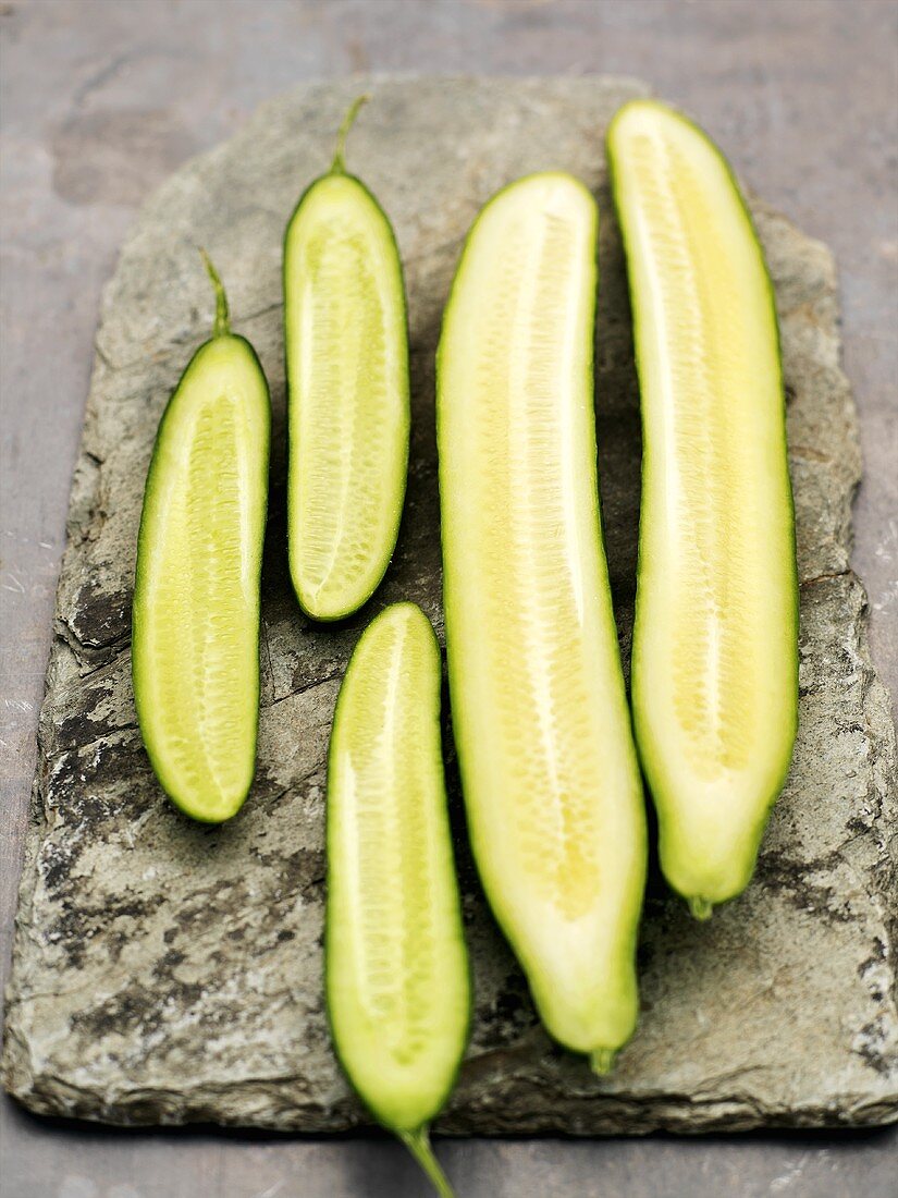 Several cucumber halves
