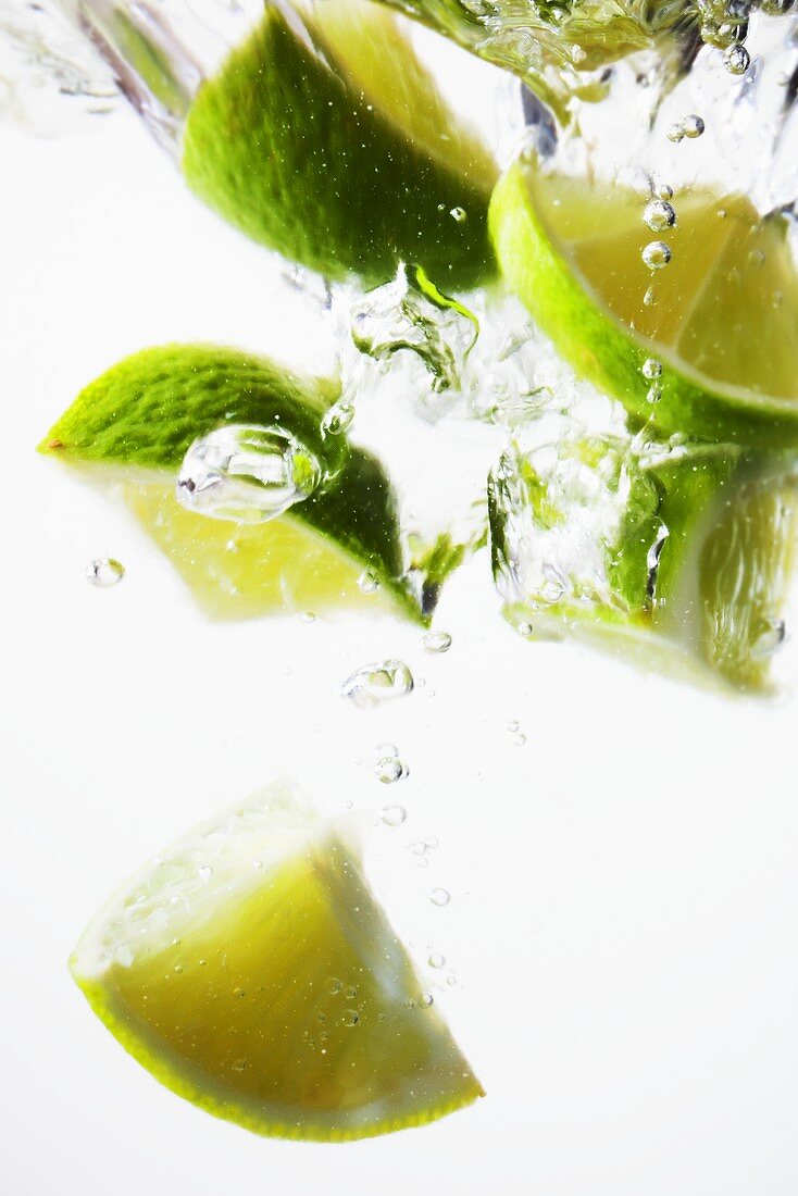 Pieces of lime in water