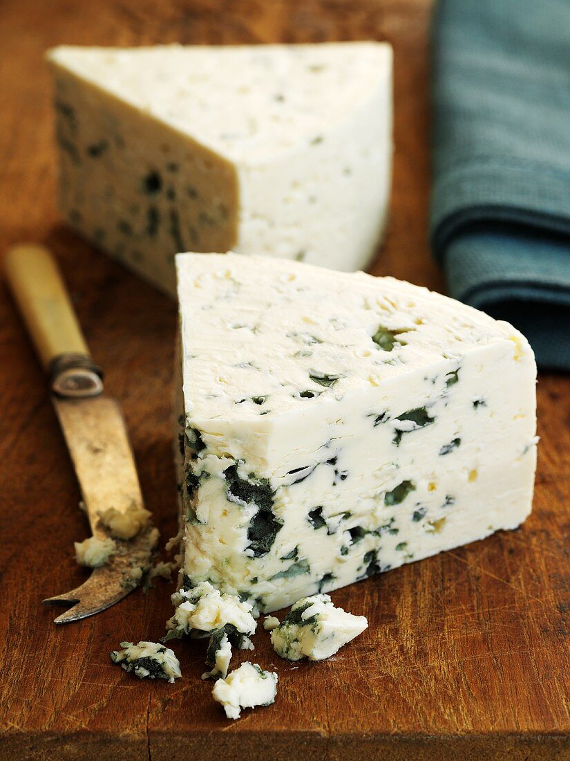 Danish Blue (also called Danablu), semi-soft blue cheese from Denmark