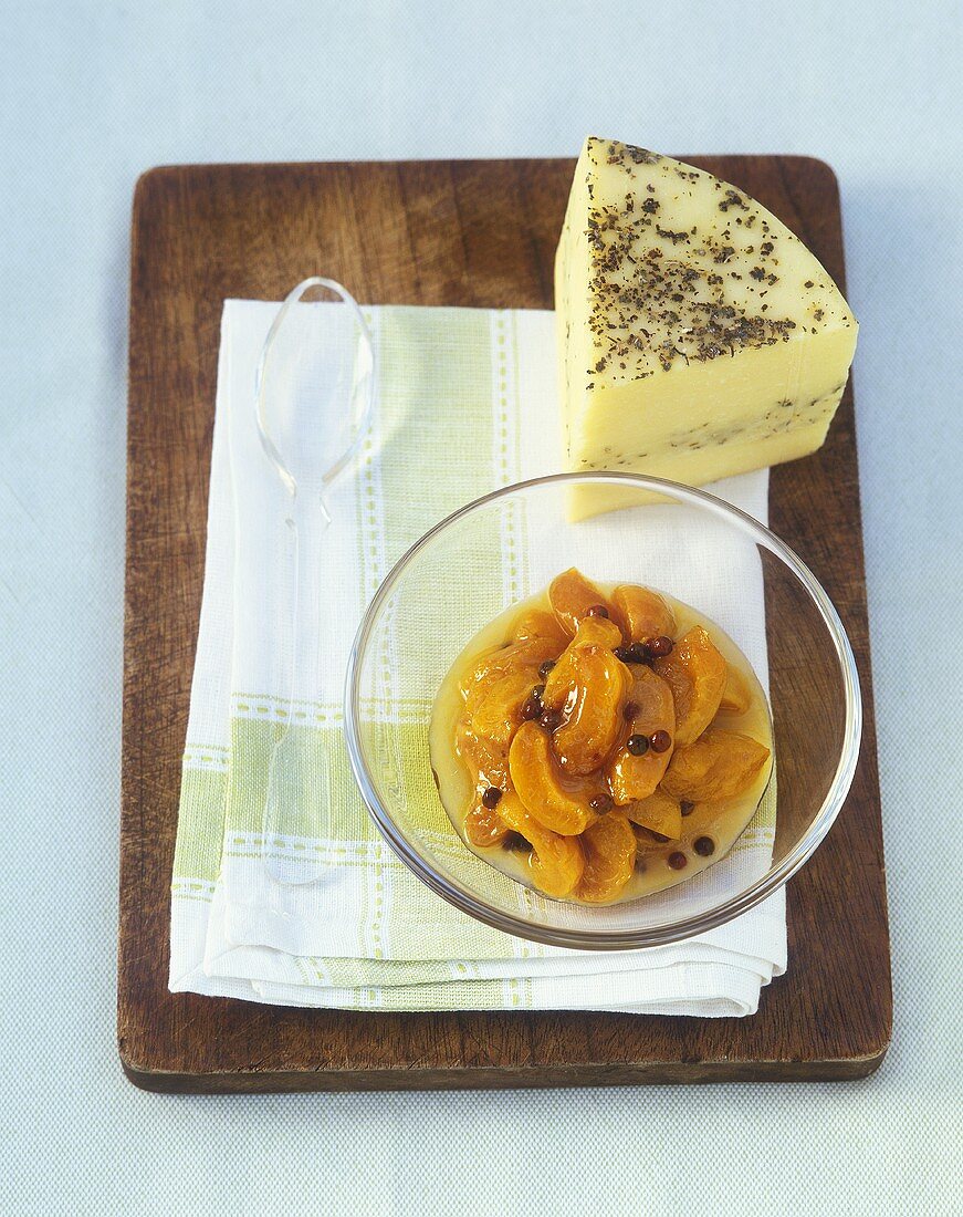 Peach compote and herb cheese