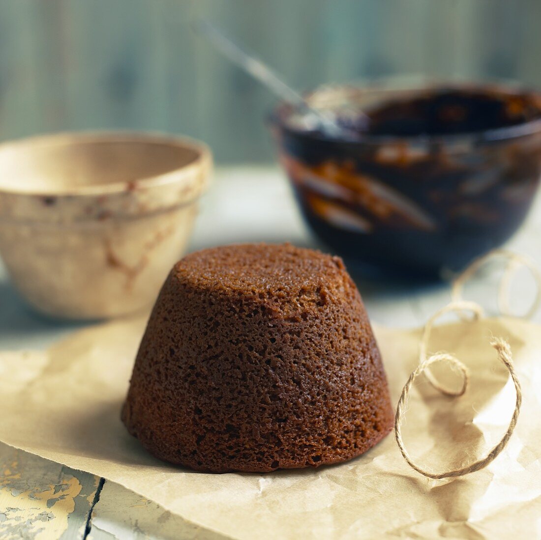 Gestürzter gebackener Schokoladenpudding