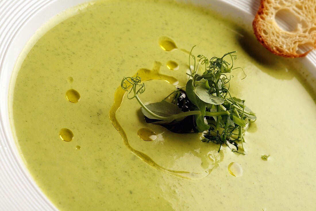 Courgette soup with toast