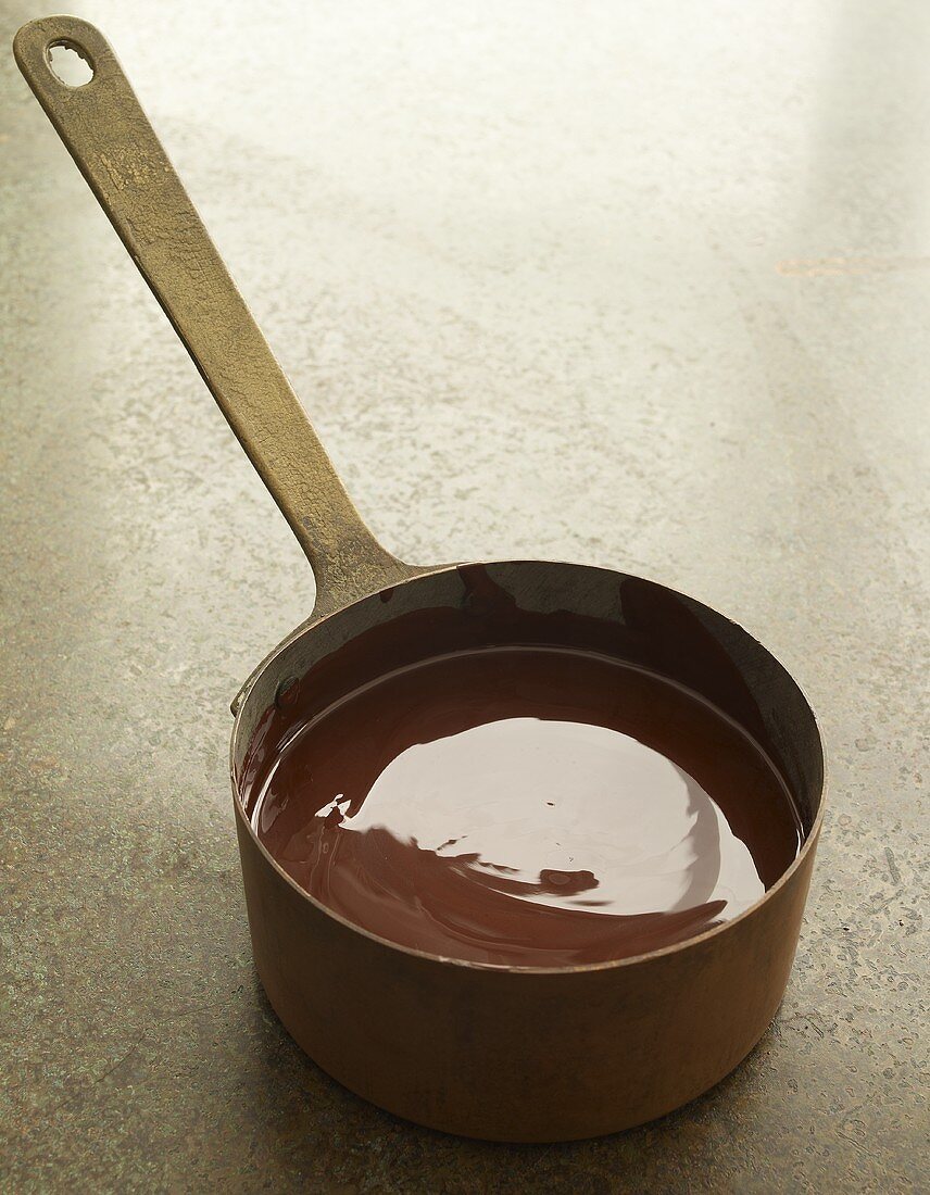 Melted milk chocolate in saucepan