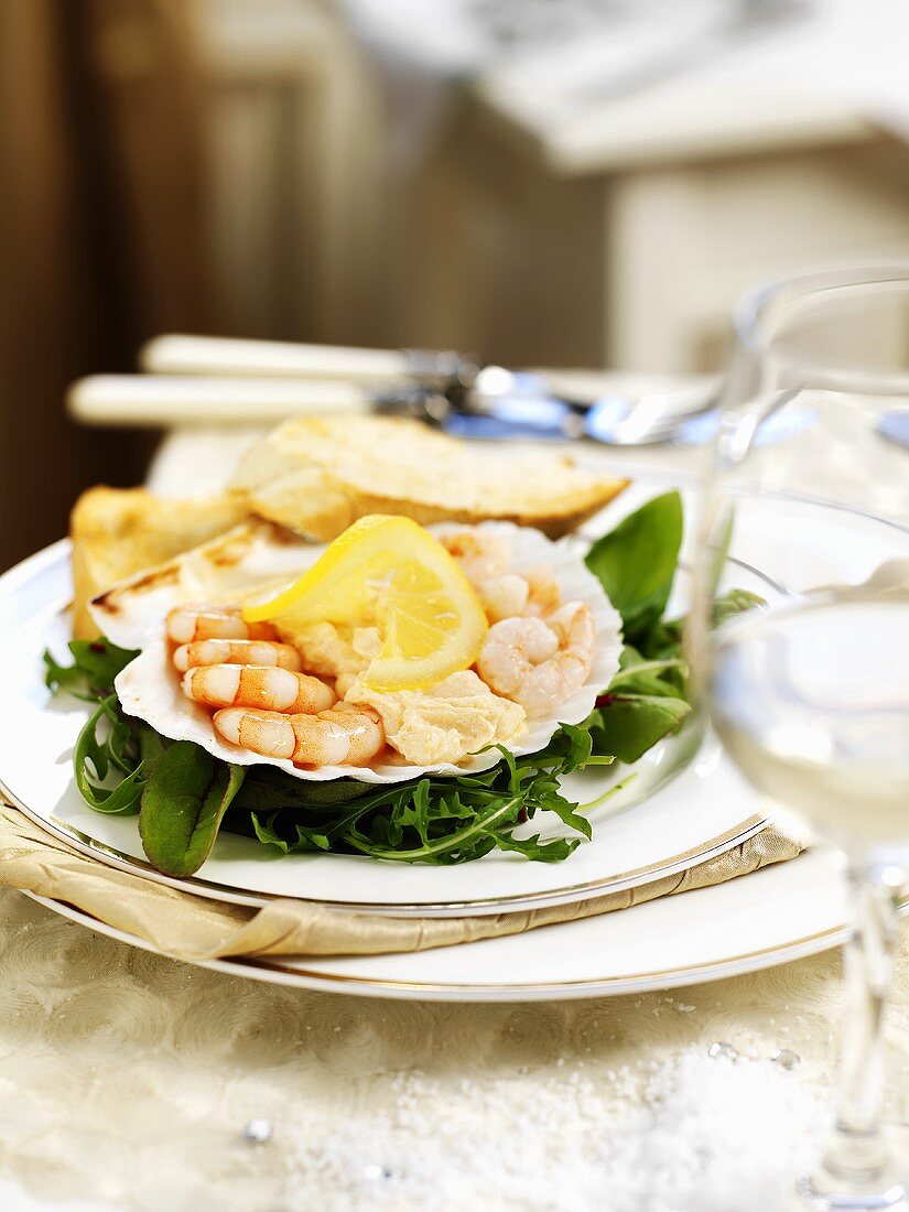 Salmon and prawns in shell (Christmas)