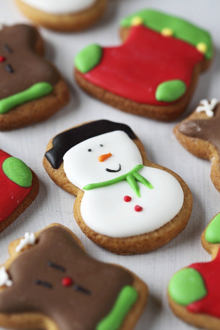 Assorted iced Christmas biscuits