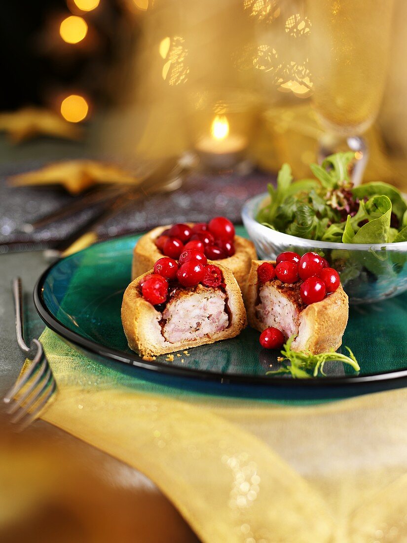 Pork pies with cranberries for Christmas