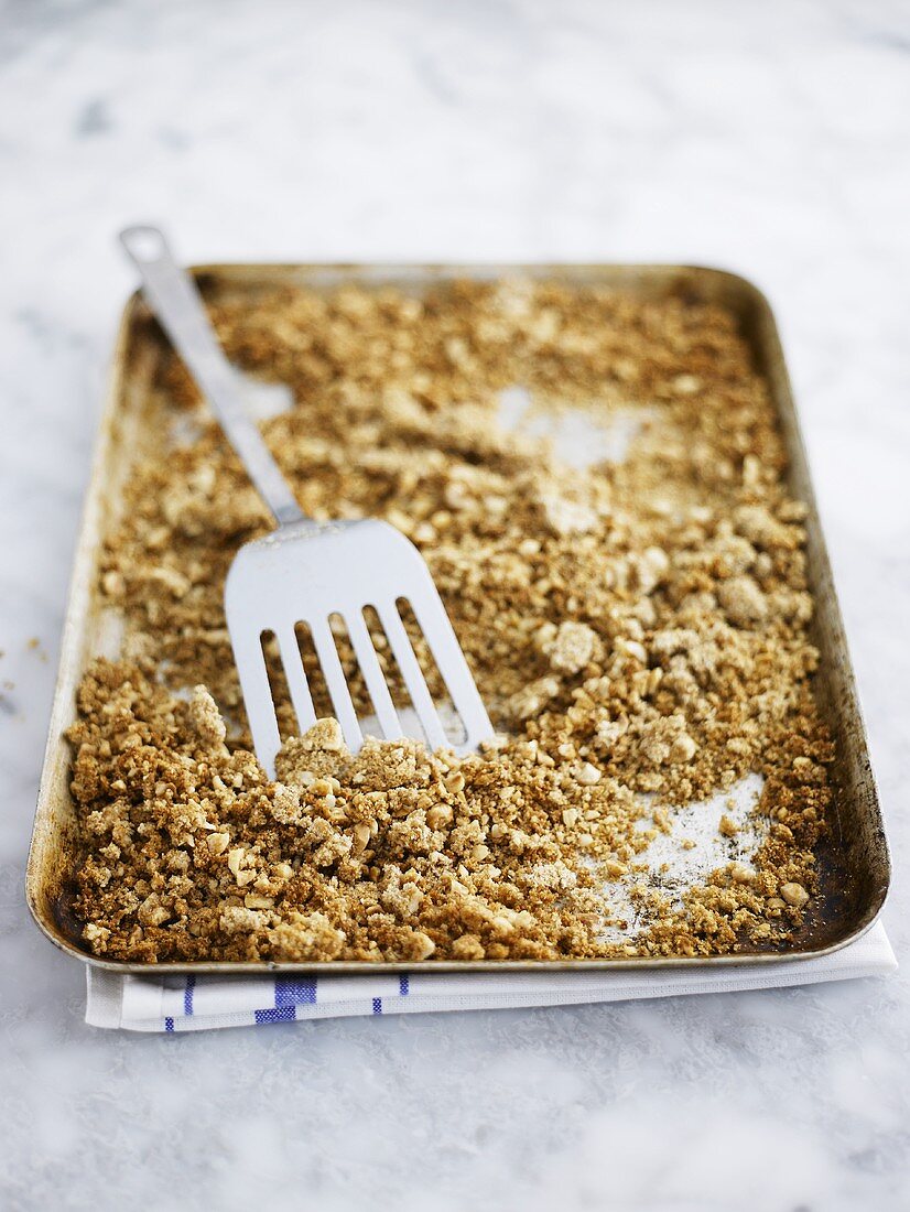 Crumble on baking tray