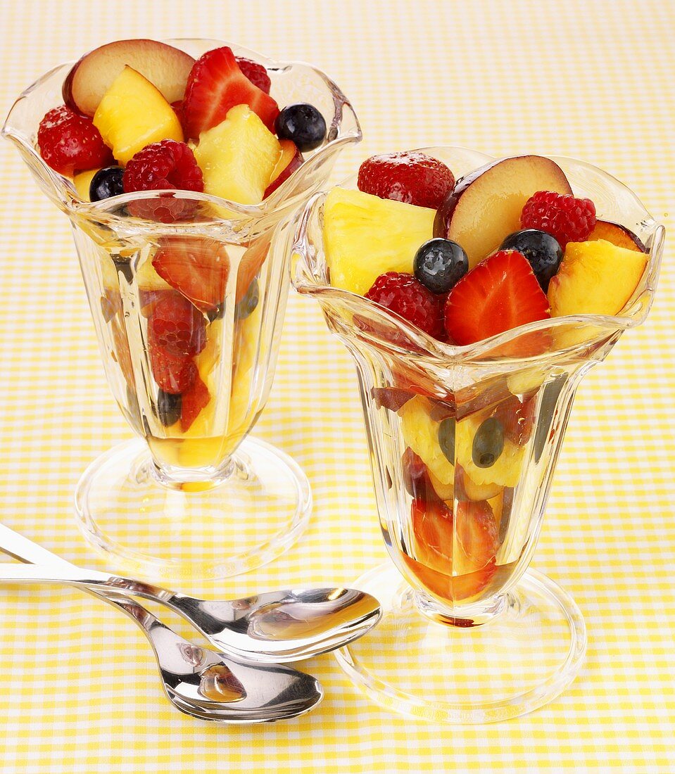 Fruit salad in sundae glasses