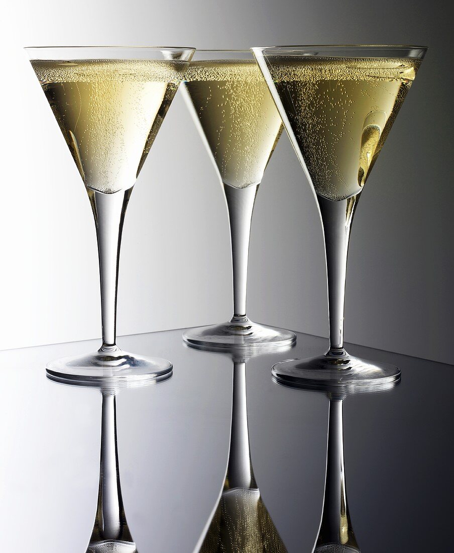 Three glasses of sparkling wine