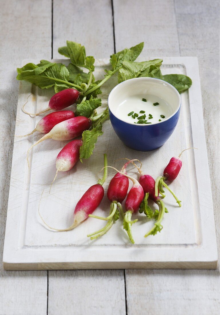 Radishes with a yogurt dip