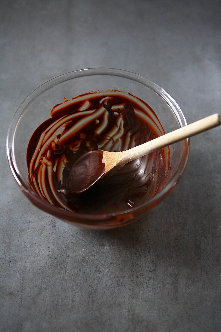 Leftover chocolate sauce in a bowl