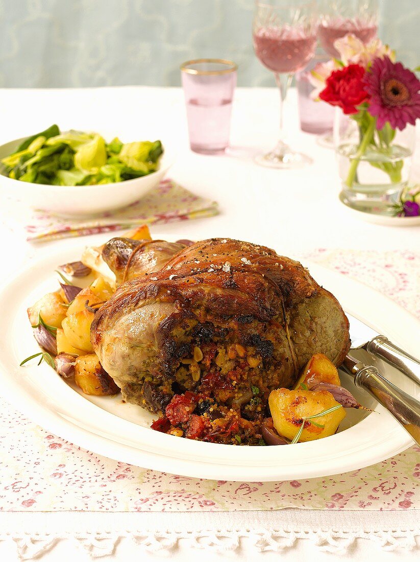 Stuffed leg of lamb