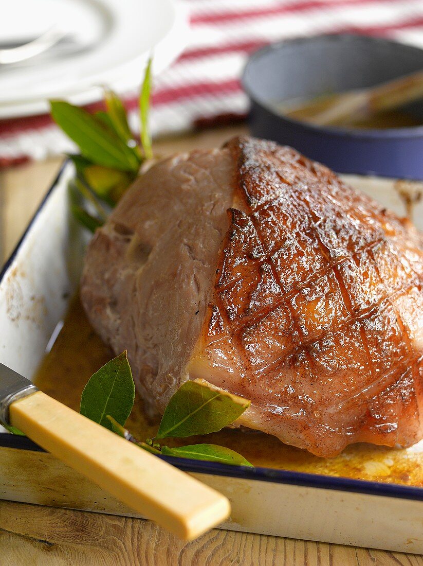 Honey-glazed roast ham