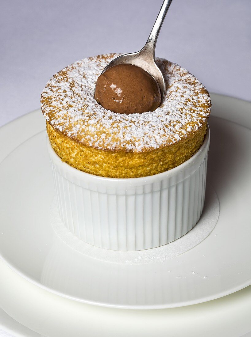 Souffle with chocolate ice cream