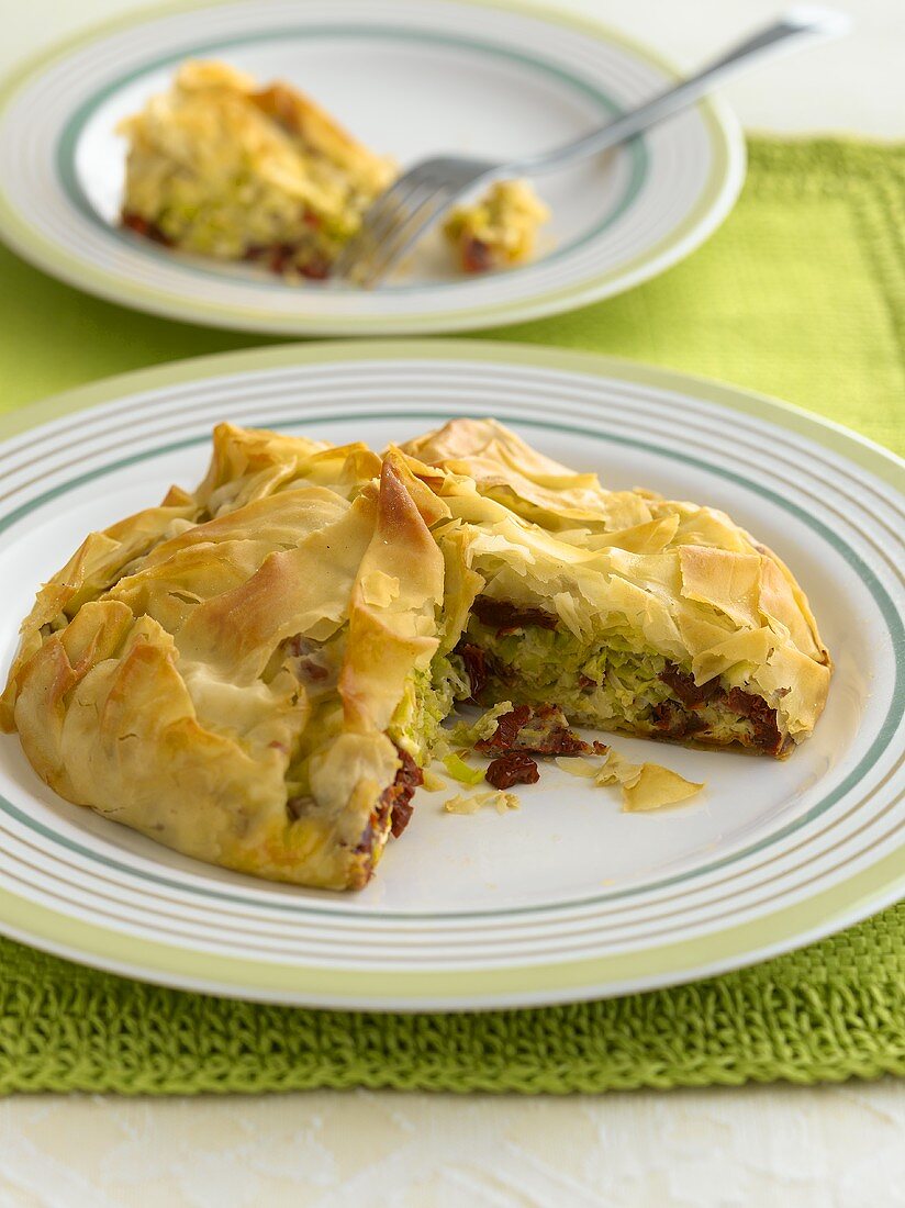 Puff pastry with leek and feta