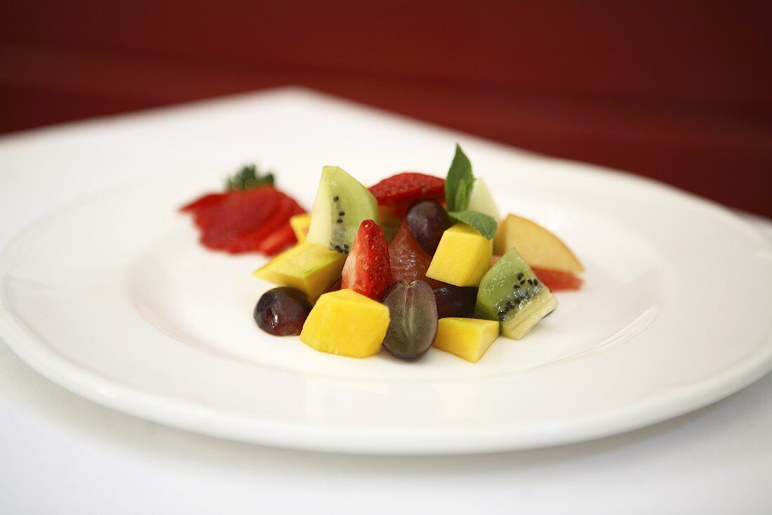A plate of fruit salad