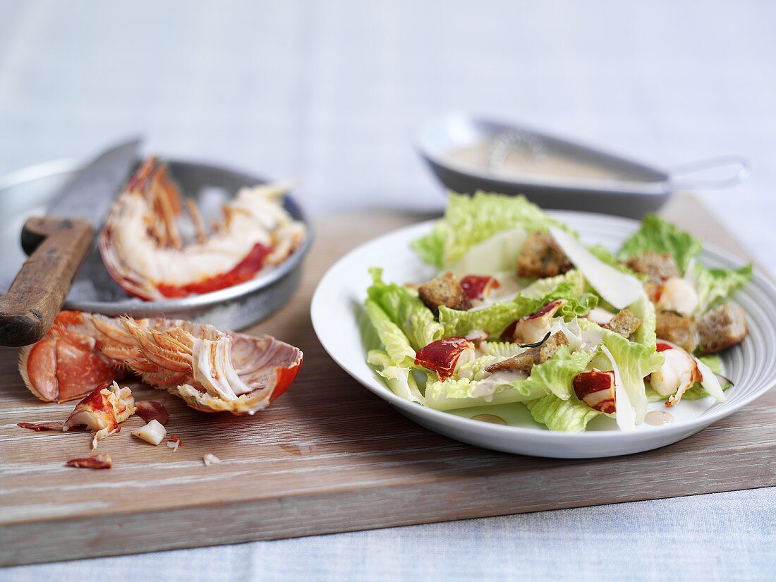 Caesar salad with lobster